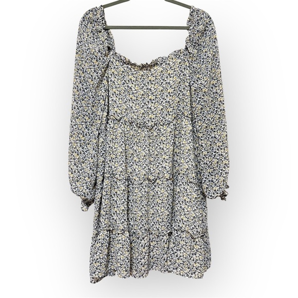 Bohme floral chiffon tiered boho dress sz L fully lined - Picture 8 of 15